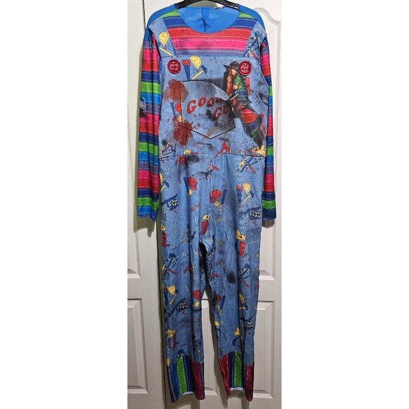 Child's Play Chucky Adult Costume Jumpsuit Mask Halloween Movie Disguise L/XL - Picture 4 of 7